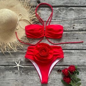 Red Flower Bikini women's Swimsuit